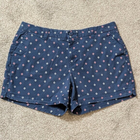 Magellan Outdoors Pants - MAGELLAN Blue/Pink Cotton Stretch Mid-Rise Shorts; Size 16
